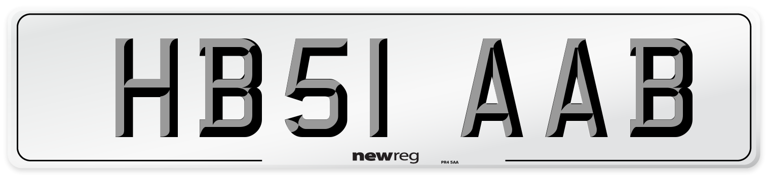 HB51 AAB Number Plate from New Reg